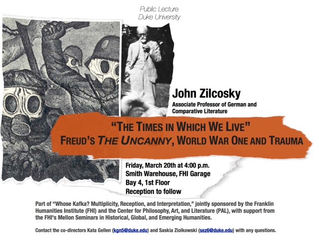 Zilcosky, Uncanny Freud WWI
