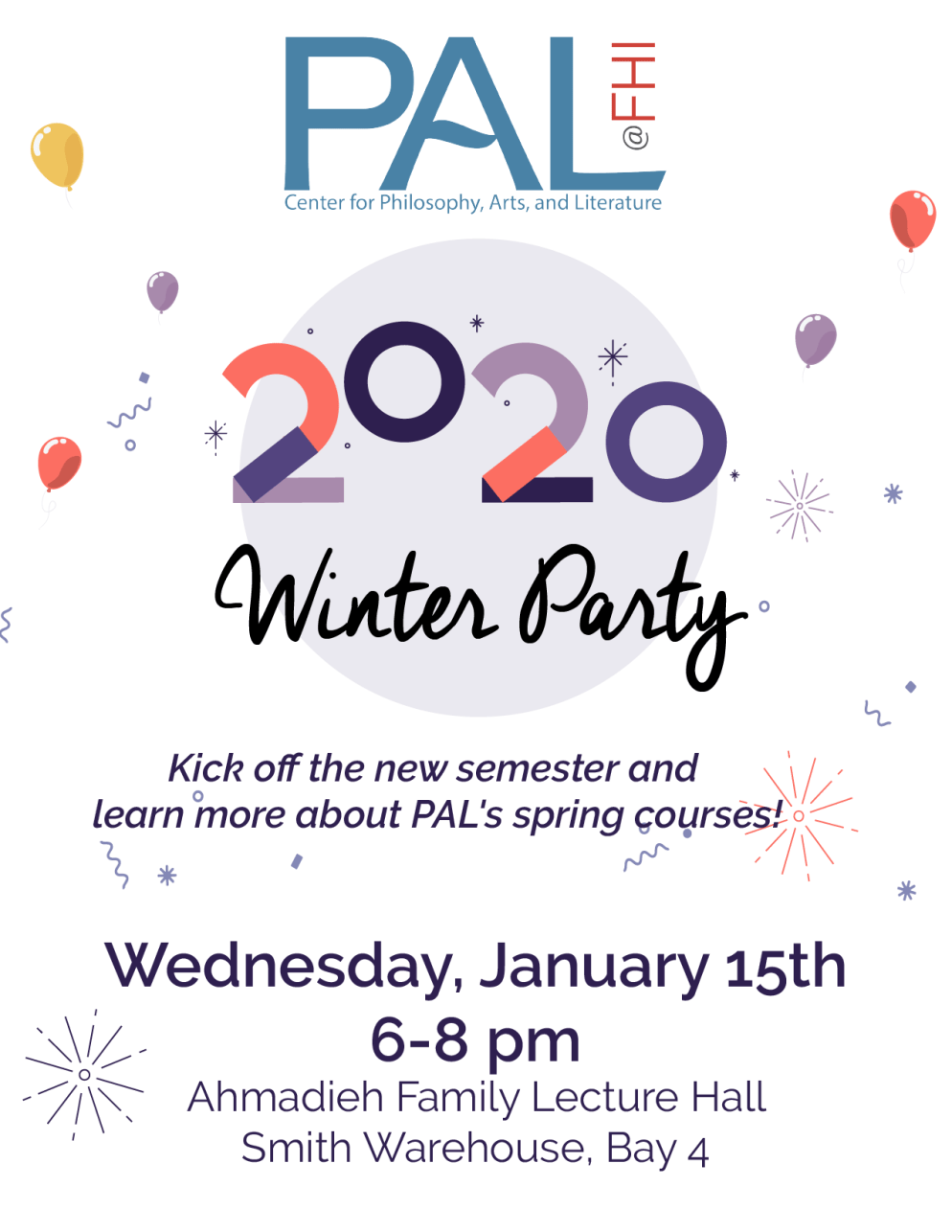 Flyer for PAL Winter Party