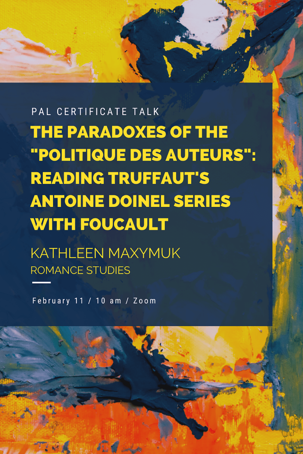 Flyer for PAL Certificate talk - Kathleen Maxymuk